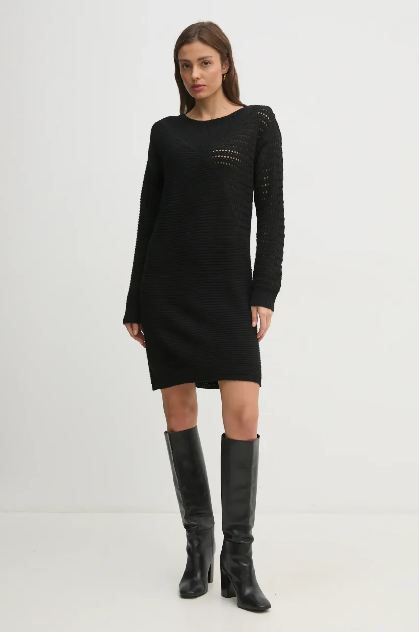 Сукня з домішкою вовни Sisley колір чорний mini oversize 1076MV00W