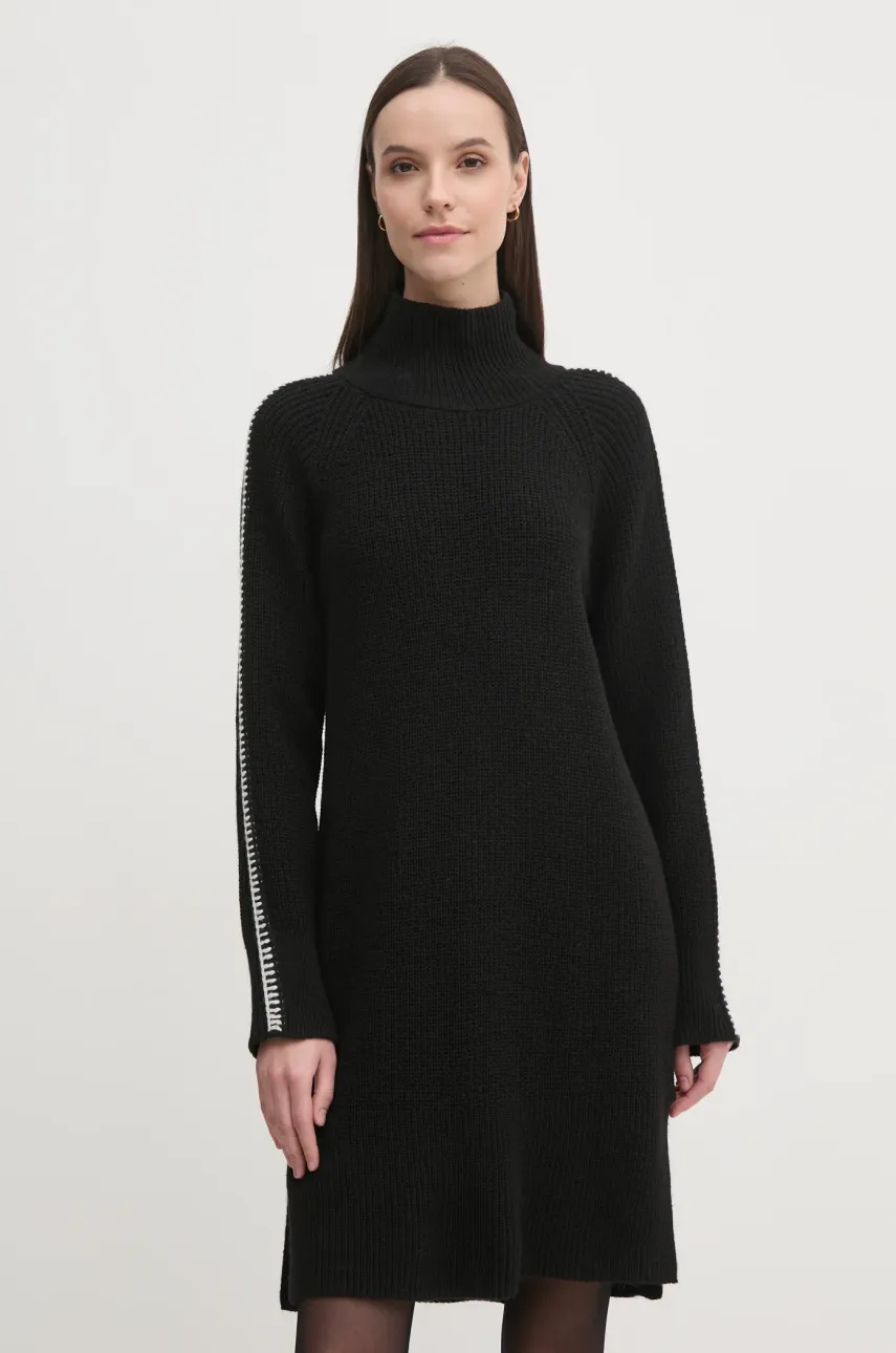 Sisley rochie din amestec de lana culoarea negru, mini, dreaptă, 1076LV00Y