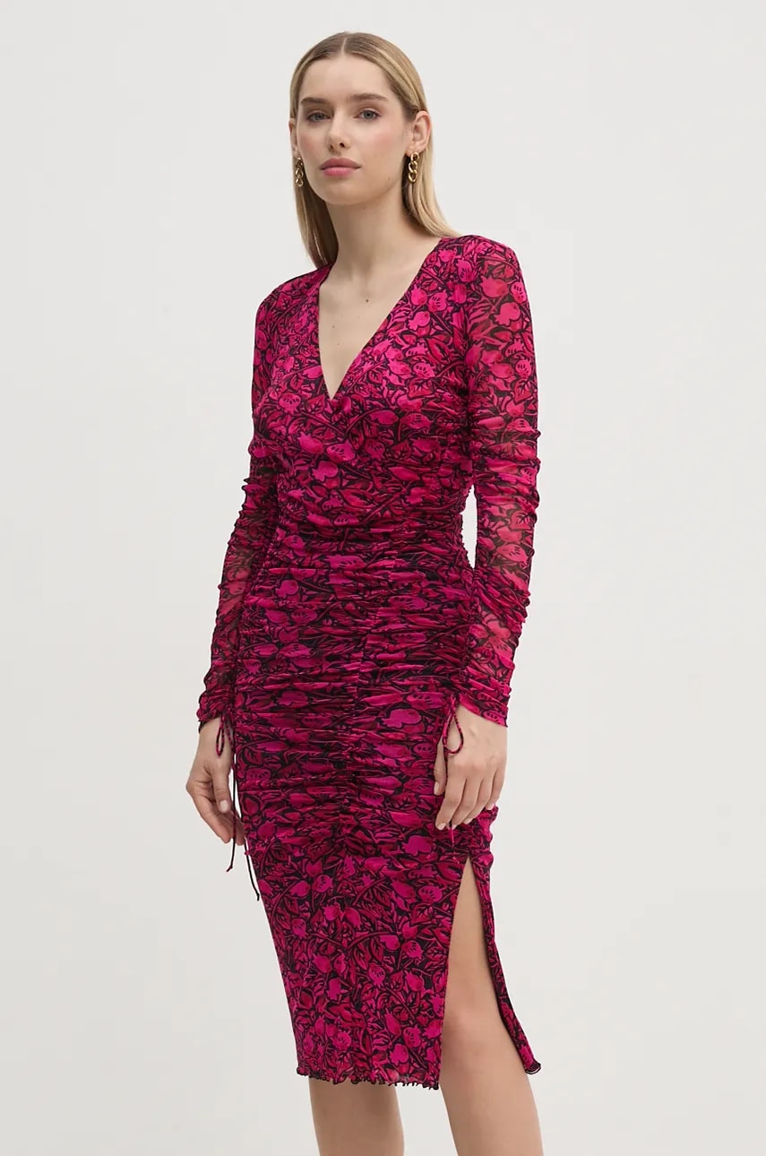 DIANE VON FURSTENBERG rochie culoarea roz, mini, mulata, DVFDL3S004 DIANE VON FURSTENBERG rochie culoarea roz, mini, mulata, DVFDL3S004