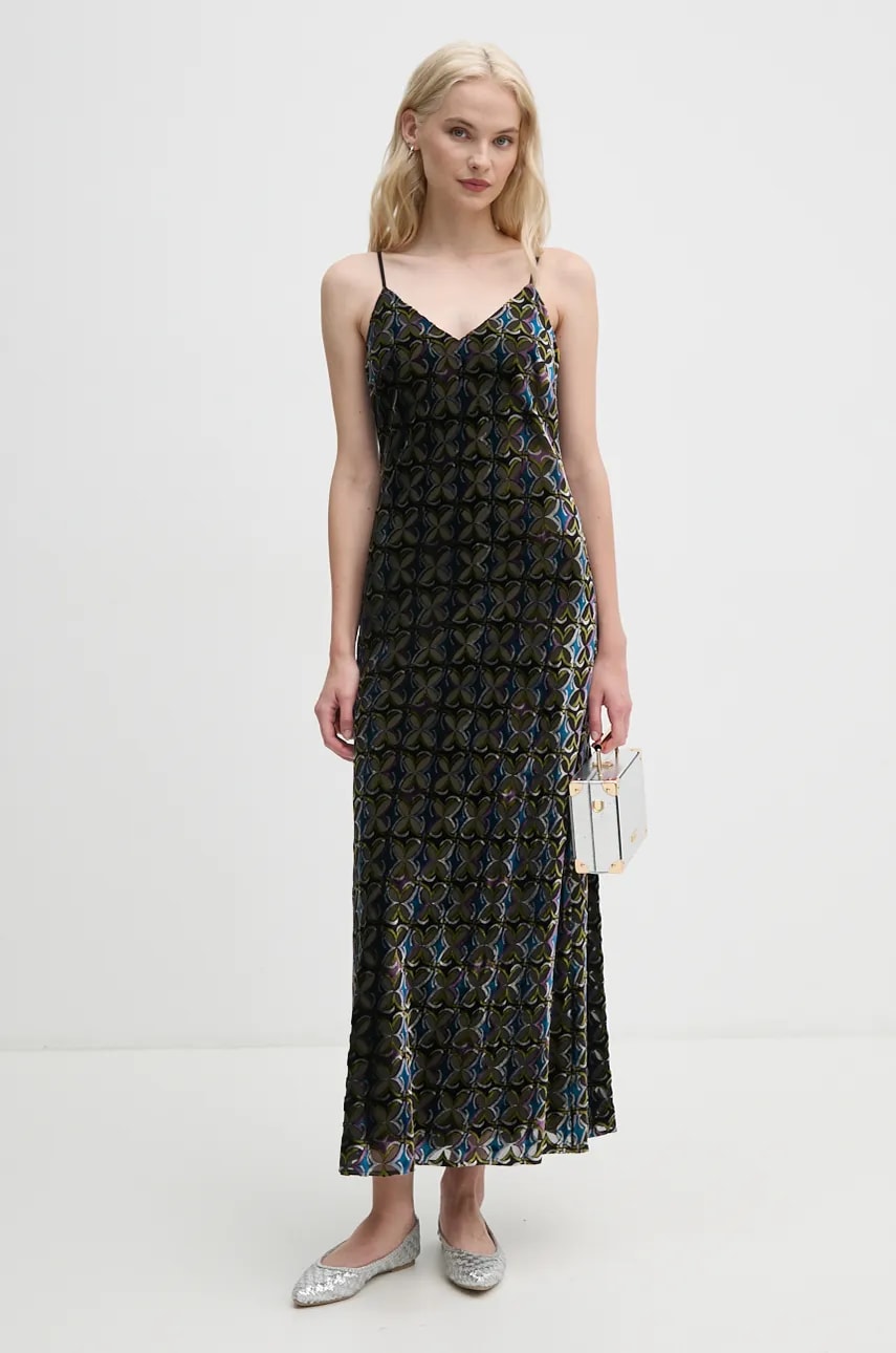 DIANE VON FURSTENBERG rochie culoarea verde, maxi, evazati, DVFDS3S006 DIANE VON FURSTENBERG rochie culoarea verde, maxi, evazati, DVFDS3S006