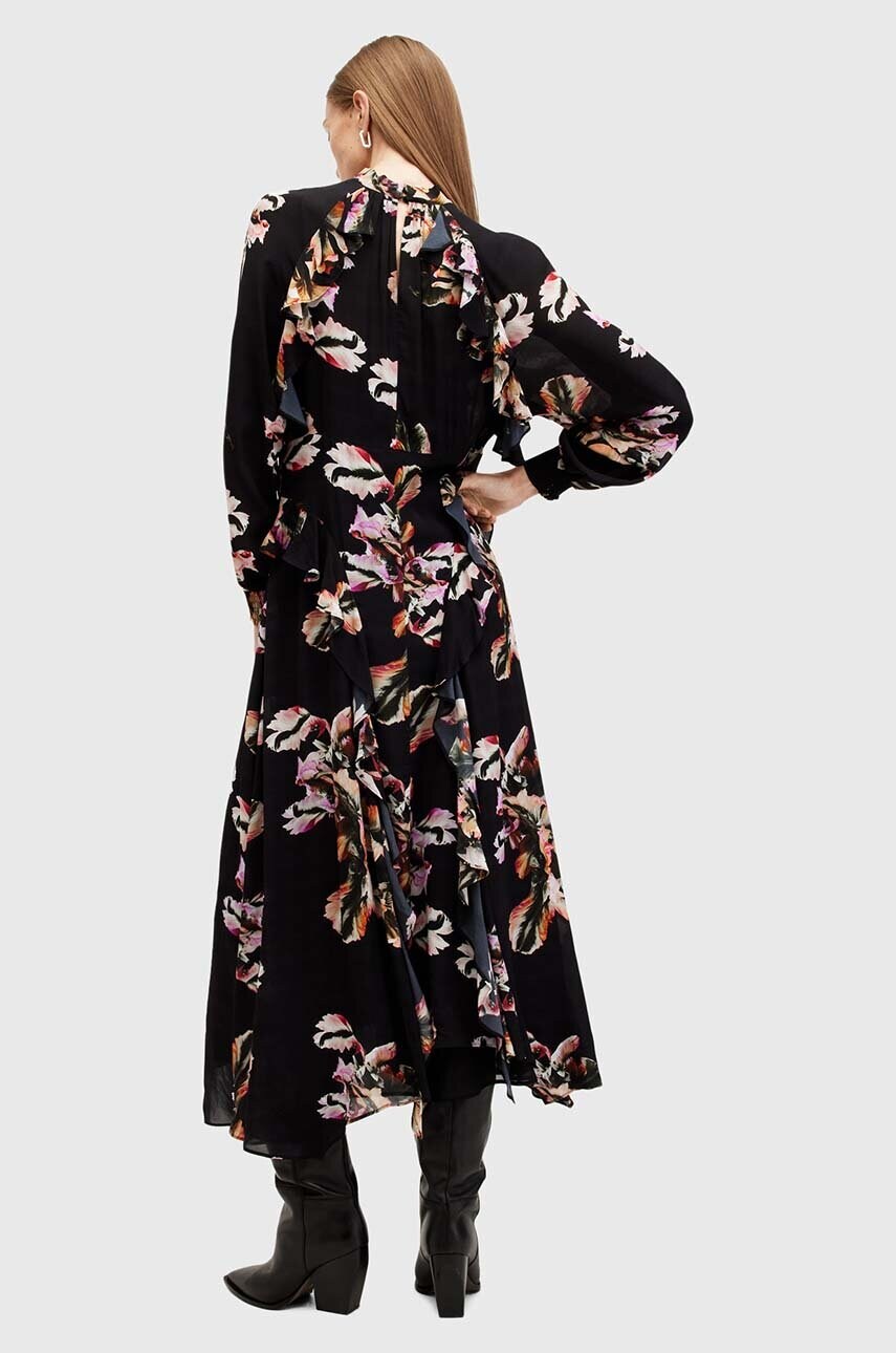 Сукня AllSaints JESSICA DRESS колір чорний midi розкльошена W033DB