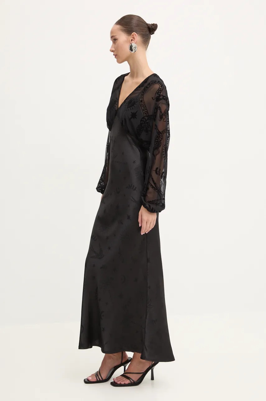 Сукня Never Fully Dressed Emma колір чорний maxi розкльошена NFDDR1680