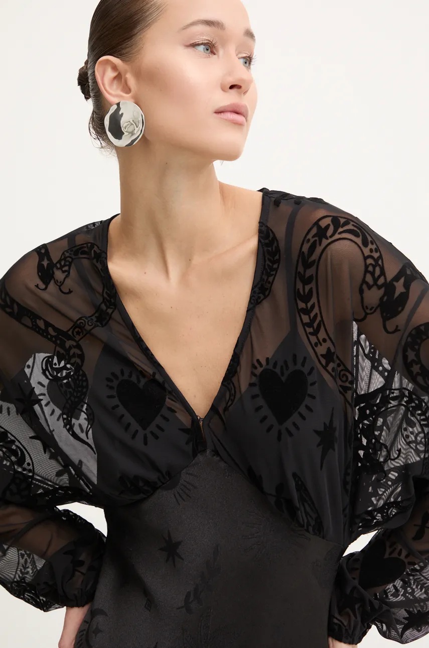 Сукня Never Fully Dressed Emma колір чорний maxi розкльошена NFDDR1680