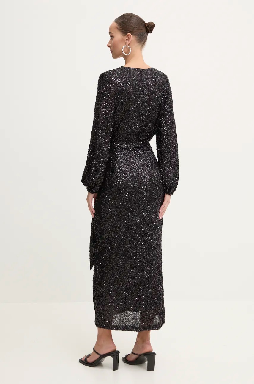 Сукня Never Fully Dressed Kira Wrap Dress колір чорний maxi розкльошена NFDDR1582