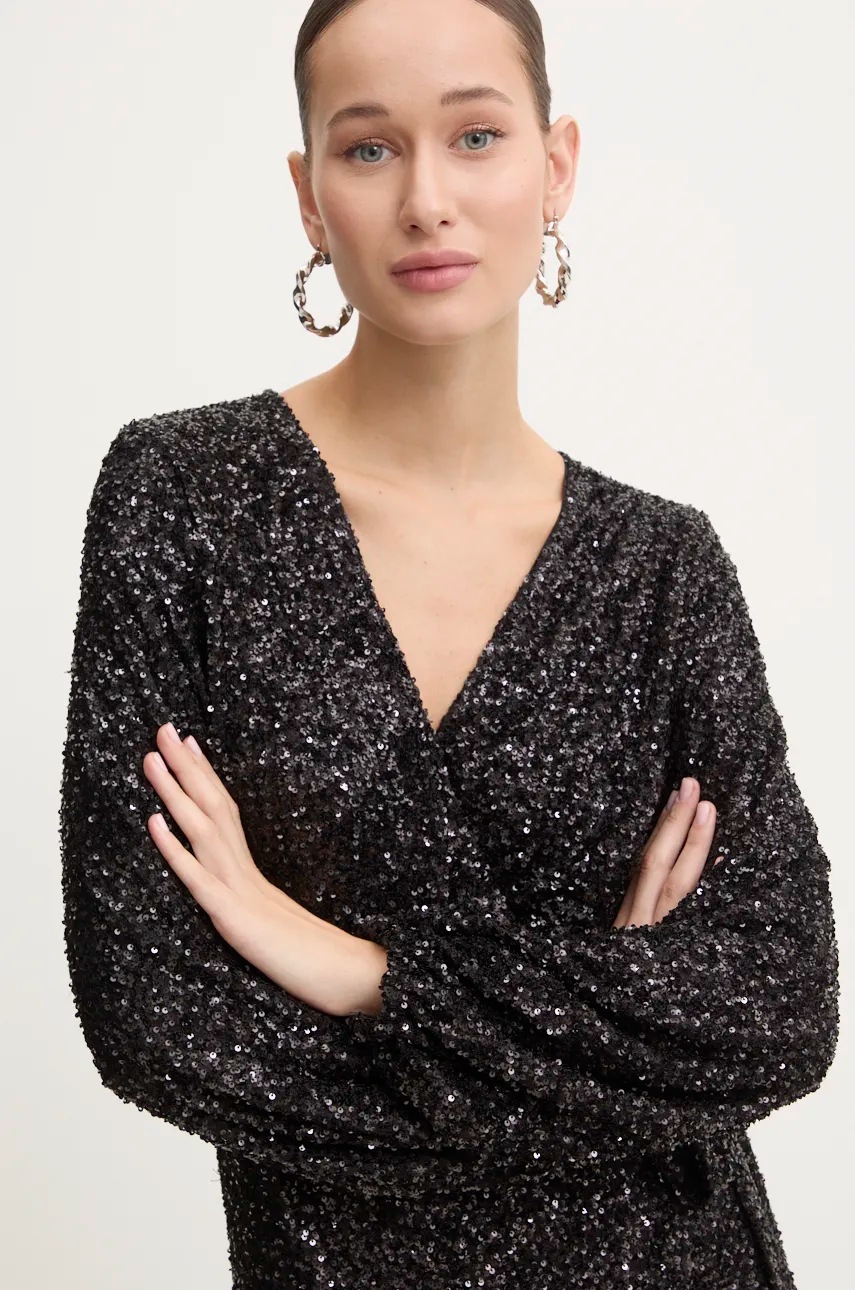 Сукня Never Fully Dressed Kira Wrap Dress колір чорний maxi розкльошена NFDDR1582