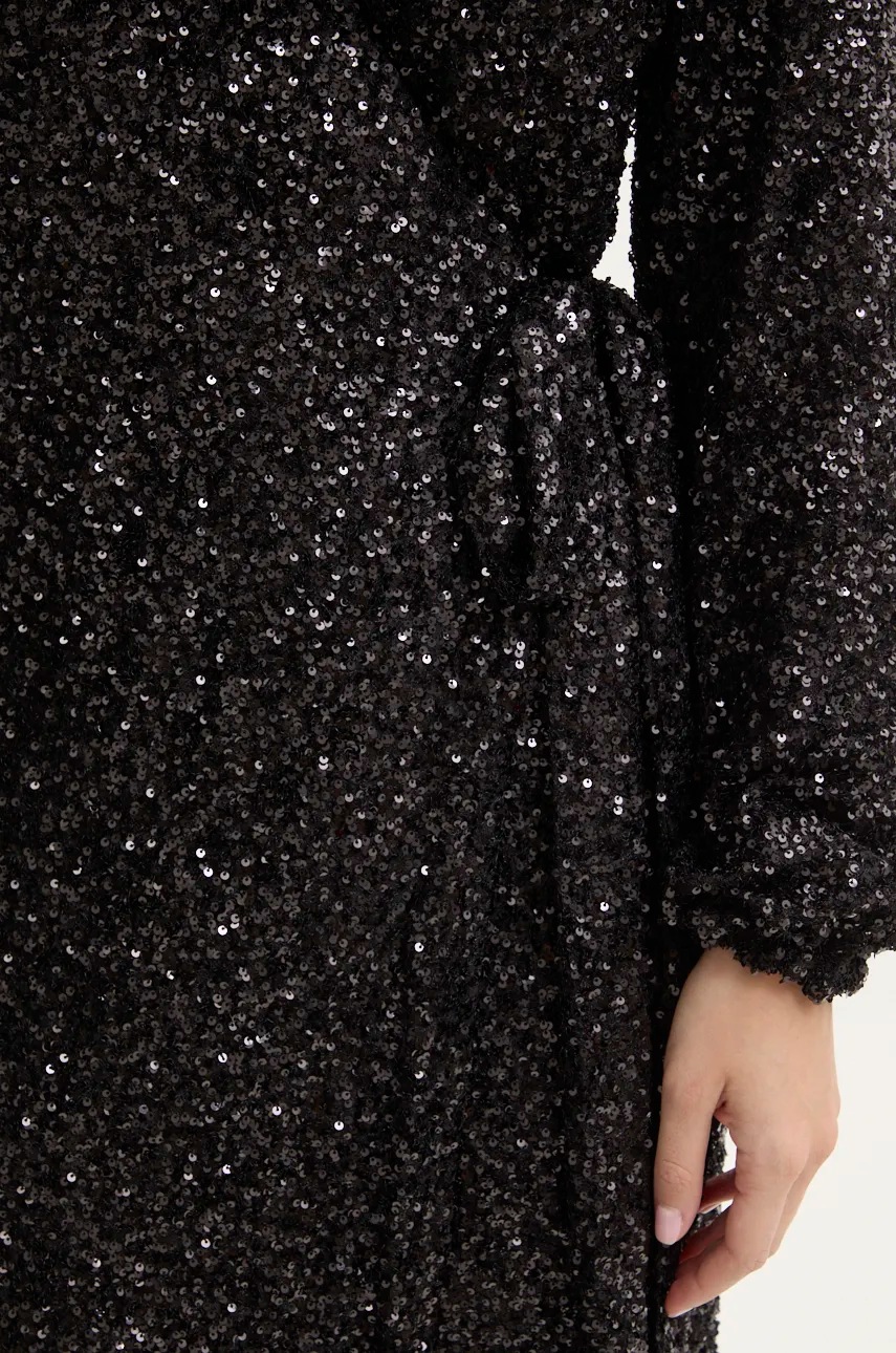 Сукня Never Fully Dressed Kira Wrap Dress колір чорний maxi розкльошена NFDDR1582