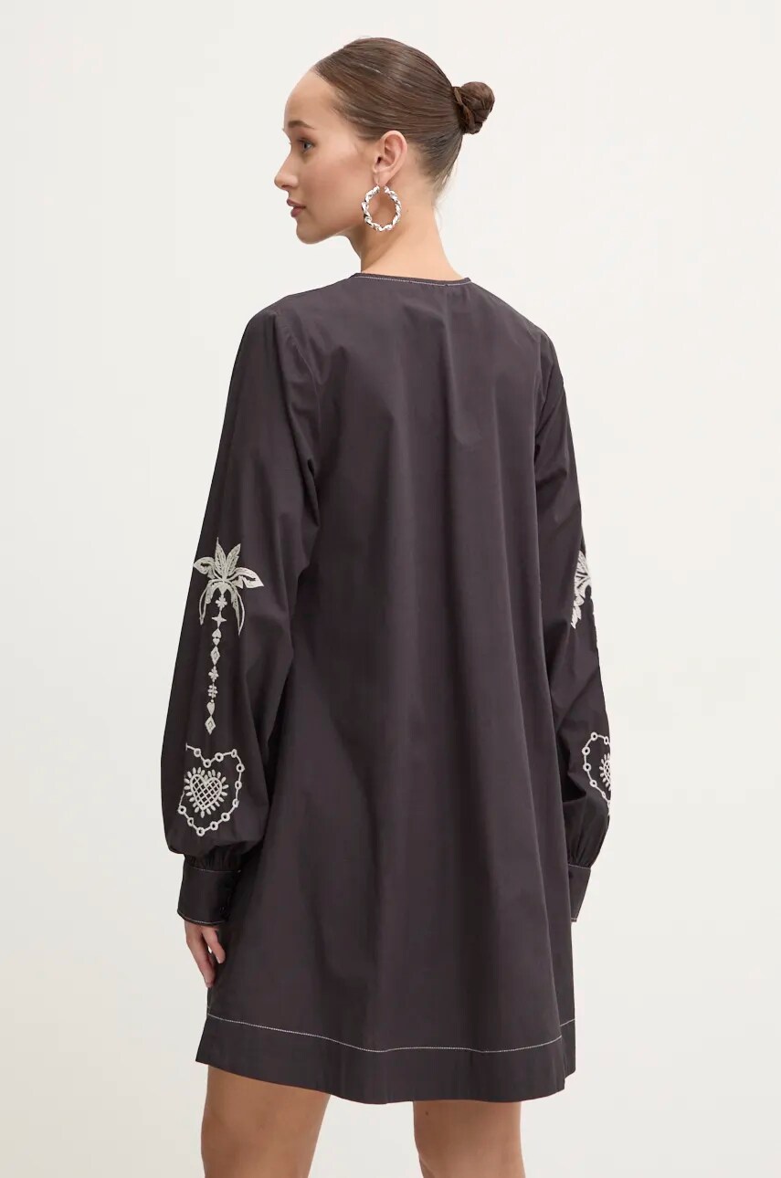 Бавовняна сукня Never Fully Dressed EmbroideSwallow Roamnce Mini Dress колір чорний mini пряма NFDDR1573