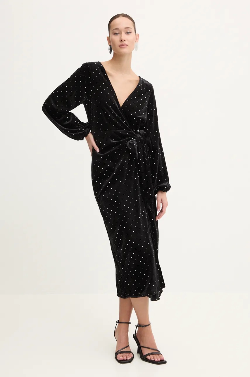 Never Fully Dressed rochie Midi Vienna culoarea negru, midi, evazati, NFDDR1677