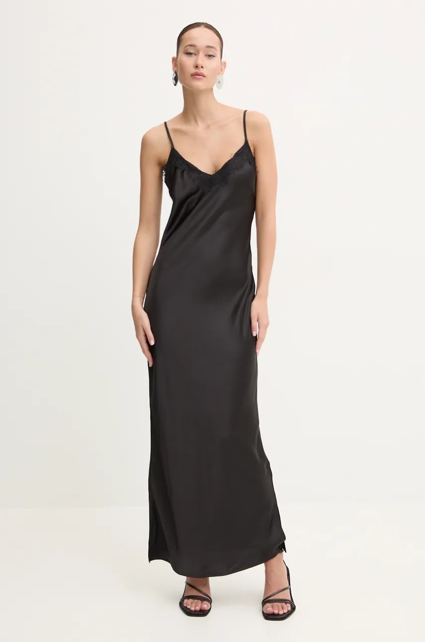 Never Fully Dressed rochie Aria culoarea negru, maxi, mulata, NFDDR1413 Never Fully Dressed rochie Aria culoarea negru, maxi, mulata, NFDDR1413