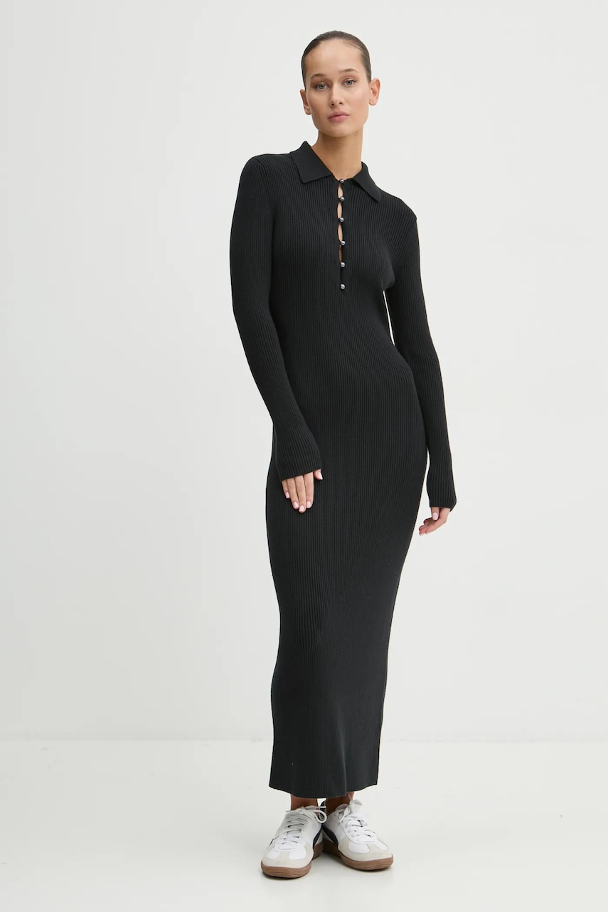 Abercrombie & Fitch rochie culoarea negru, maxi, mulată, KI159-4763 Abercrombie & Fitch rochie culoarea negru, maxi, mulată, KI159-4763