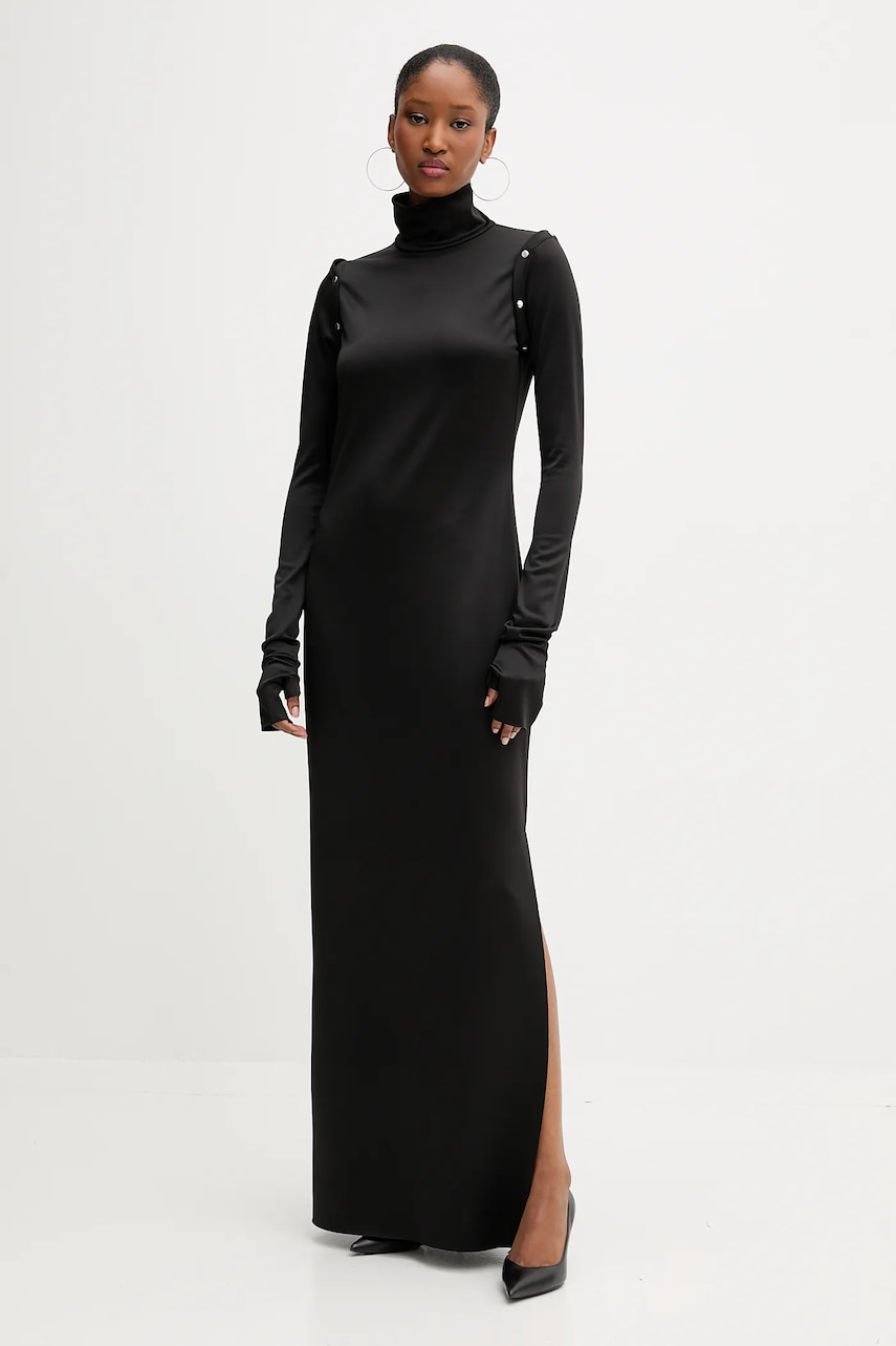 Levně Šaty PRESSIAT černá barva, maxi, přiléhavé, PRE416FW24