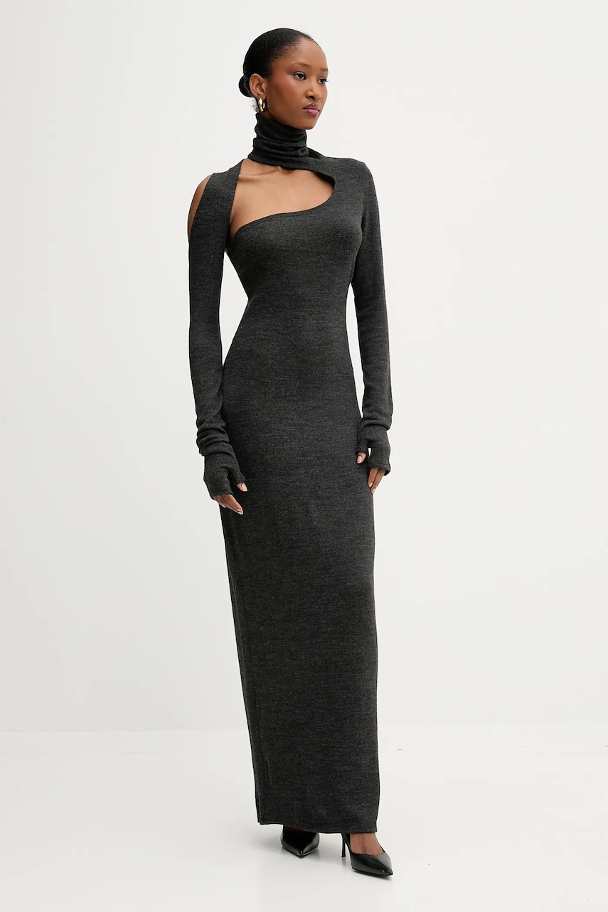 PRESSIAT rochie culoarea gri, maxi, mulata, PRE419FW24