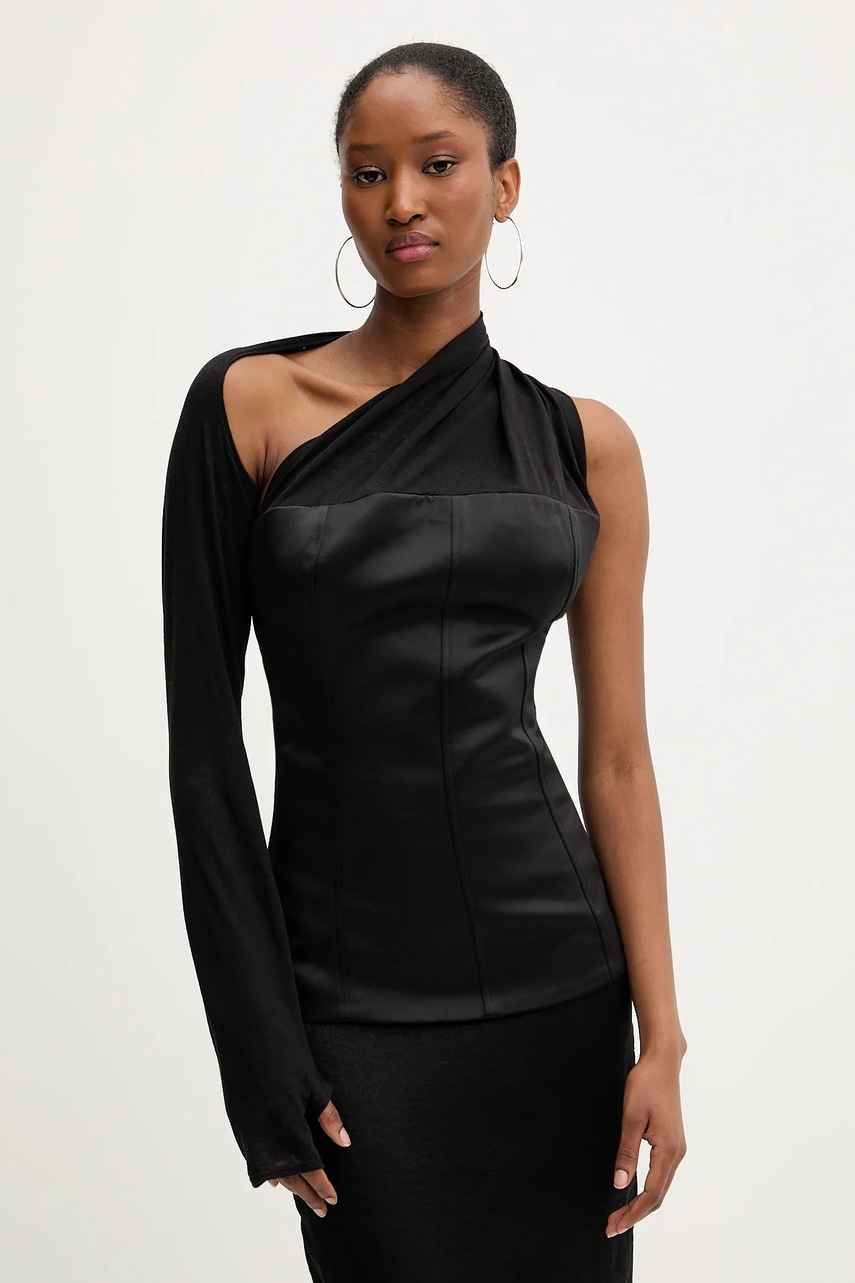 PRESSIAT bluză de lână culoarea negru, uni, PRE119FW24