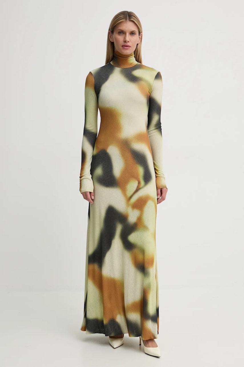 Nanushka rochie NEMY culoarea verde, maxi, evazată, NW24FWDR32976