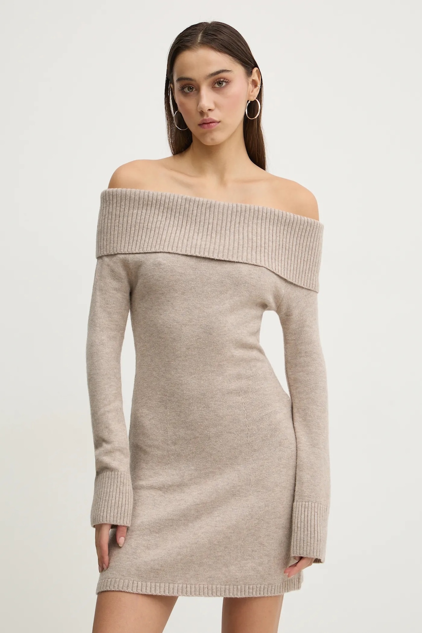 Hollister Co. rochie culoarea bej, mini, mulată, KI359-4292