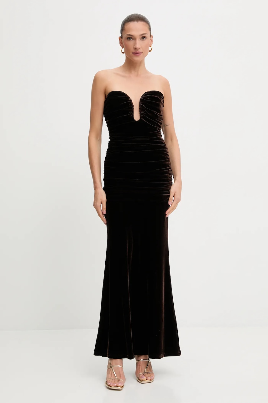 Bardot rochie ELVIRA culoarea negru, maxi, mulată, 59692DB