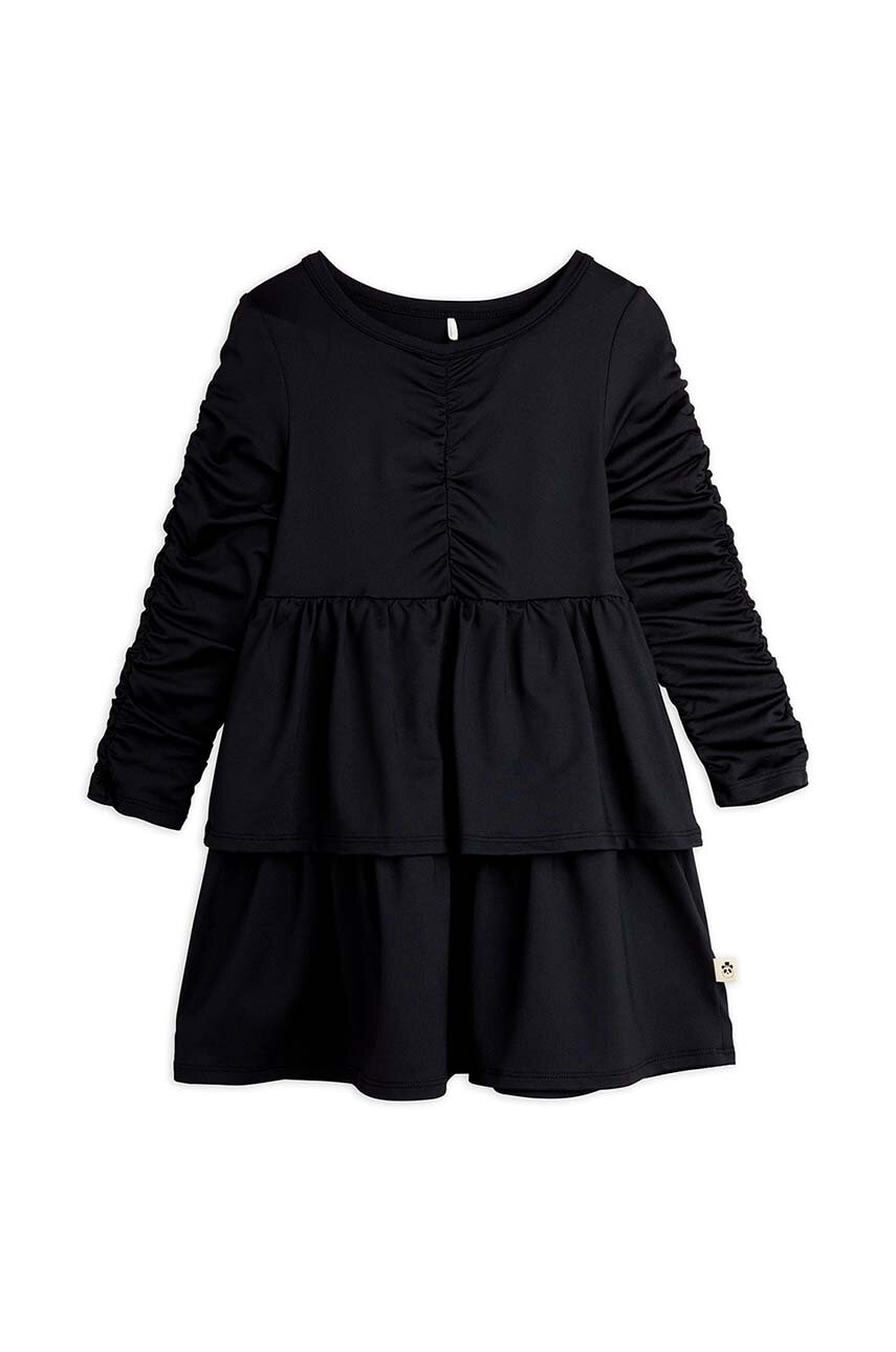 Детское платье Mini Rodini цвет чёрный mini расклешённая Детское платье Mini Rodini цвет чёрный mini расклешённая