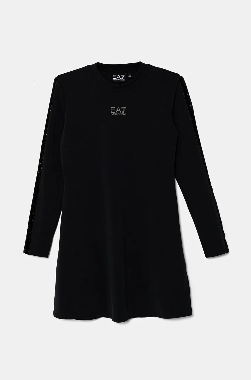 EA7 Emporio Armani rochie fete culoarea negru, mini, evazati, 6DFA02 FJZBZ