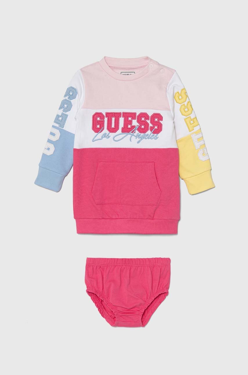 

Бебешка памучна рокля Guess в лилаво къса със стандартна кройка A4YK01 KA6R3, Виолетов