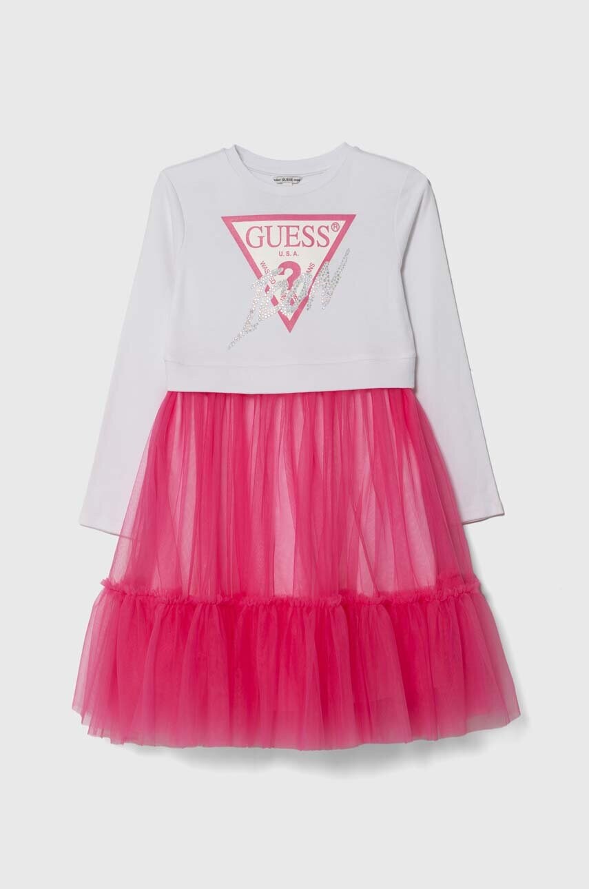 Levně Dívčí šaty Guess bílá barva, mini, J4YK06 KB8R0