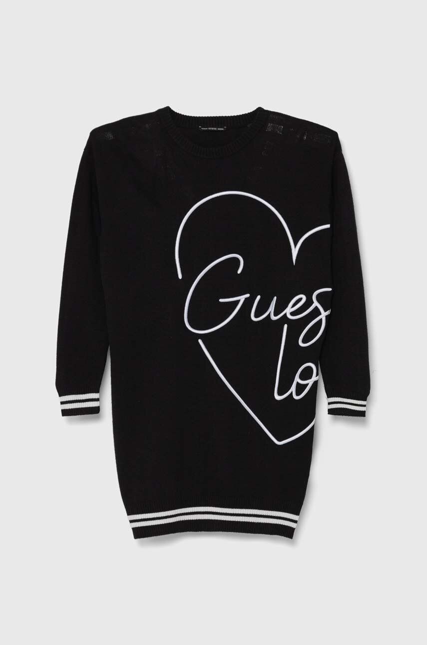 Levně Dívčí šaty Guess černá barva, mini, oversize, J4YK08 Z3FV0