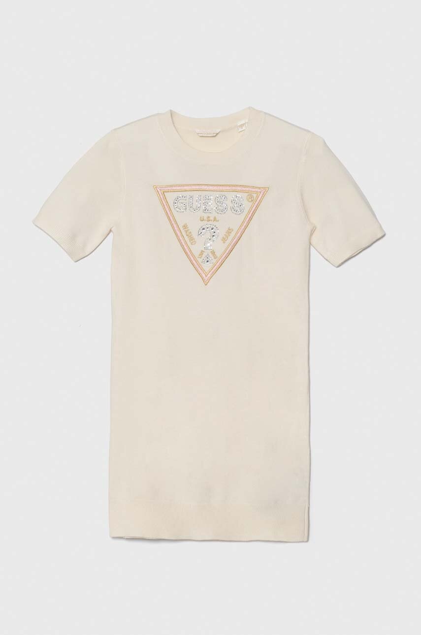 Дитяча сукня Guess колір бежевий mini пряма J4YK18 Z2NQ2 Дитяча сукня Guess колір бежевий mini пряма J4YK18 Z2NQ2
