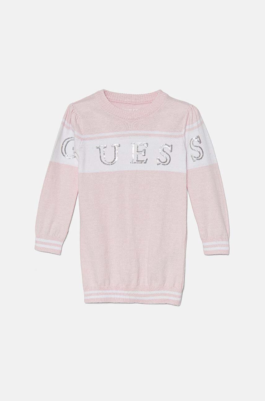 

Детска рокля Guess в розово къса със стандартна кройка K4YK01 Z3GW0, Розов
