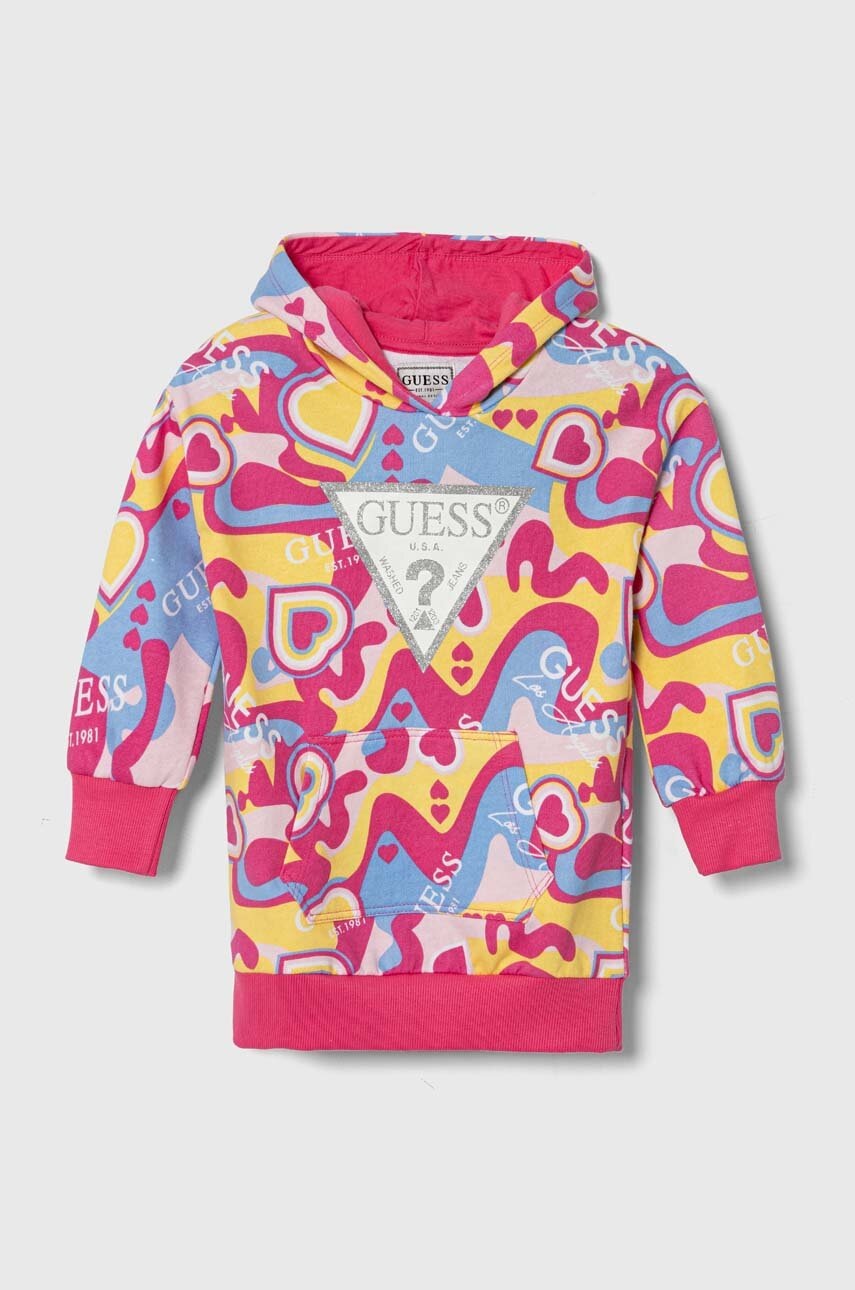 

Детска памучна рокля Guess къса със стандартна кройка K4YK10 KA6R3, Многоцветен