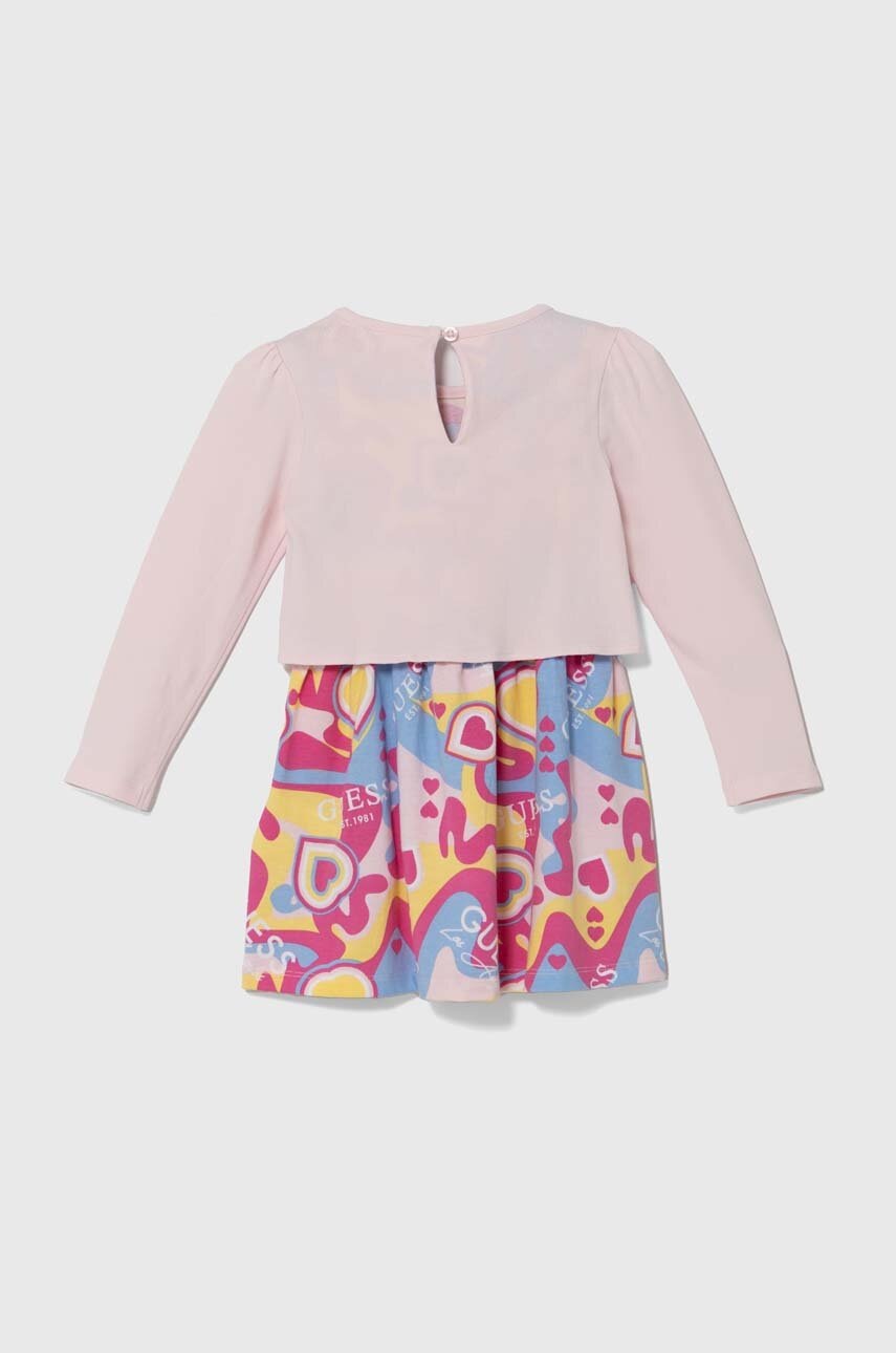 Детское платье Guess цвет розовый midi расклешённое K4YK17 K6YW3