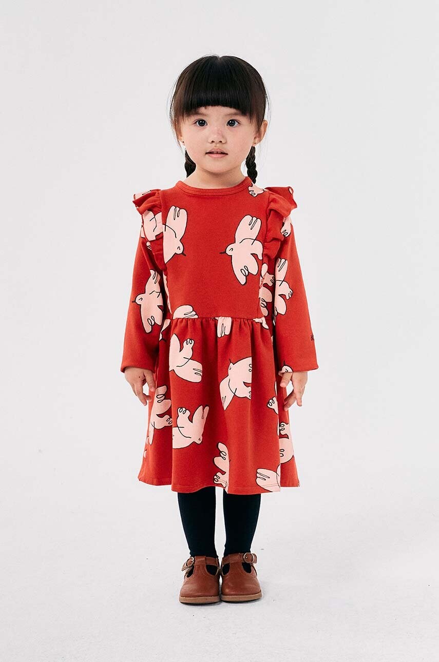 Bobo Choses rochie fete Freedom Bird culoarea rosu, mini, evazată, 224AC108