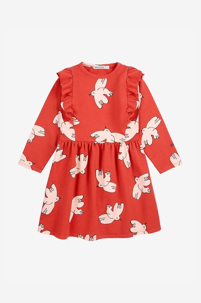 Дитяча сукня Bobo Choses Freedom Bird колір червоний mini розкльошена 224AC108