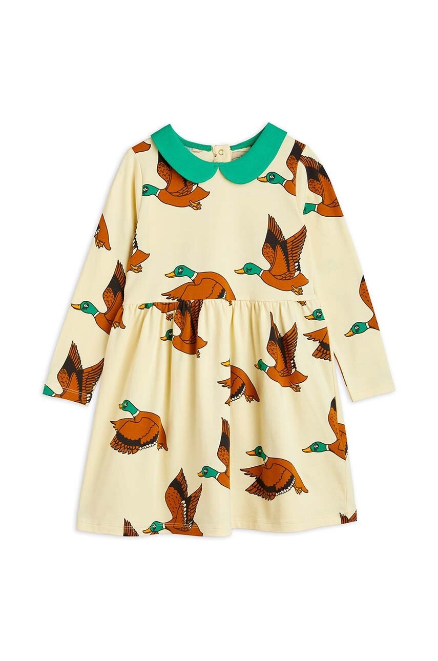 Mini Rodini rochie fete Ducks culoarea galben, mini, evazati, 2275012123