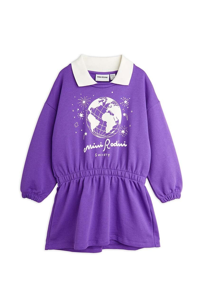 Хлопковое детское платье Mini Rodini цвет фиолетовый mini расклешённое 2475010645 Хлопковое детское платье Mini Rodini цвет фиолетовый mini расклешённое 2475010645