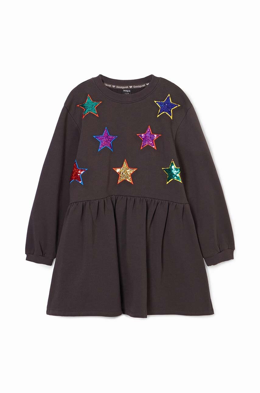 Дитяча бавовняна сукня Desigual колір чорний mini розкльошена 24WGVK18 в Житомирі Дитяча бавовняна сукня Desigual колір чорний mini розкльошена 24WGVK18 в Житомирі