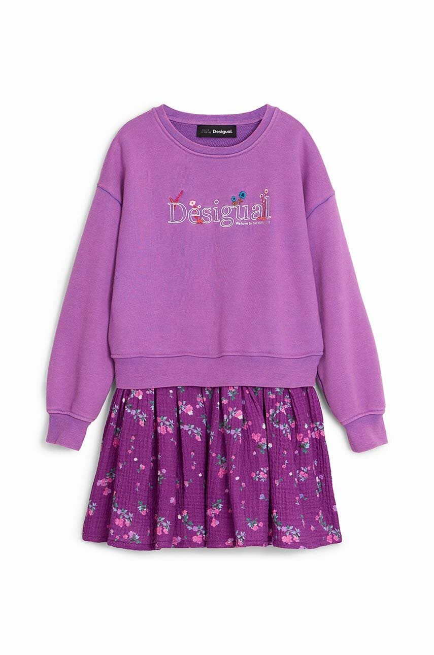 Desigual rochie fete culoarea violet, mini, evazati, 24WGVK10 Desigual rochie fete culoarea violet, mini, evazati, 24WGVK10