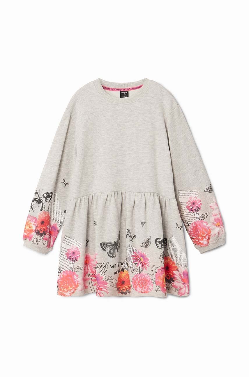 Детское платье Desigual цвет бежевый mini расклешённое 24WGVK09