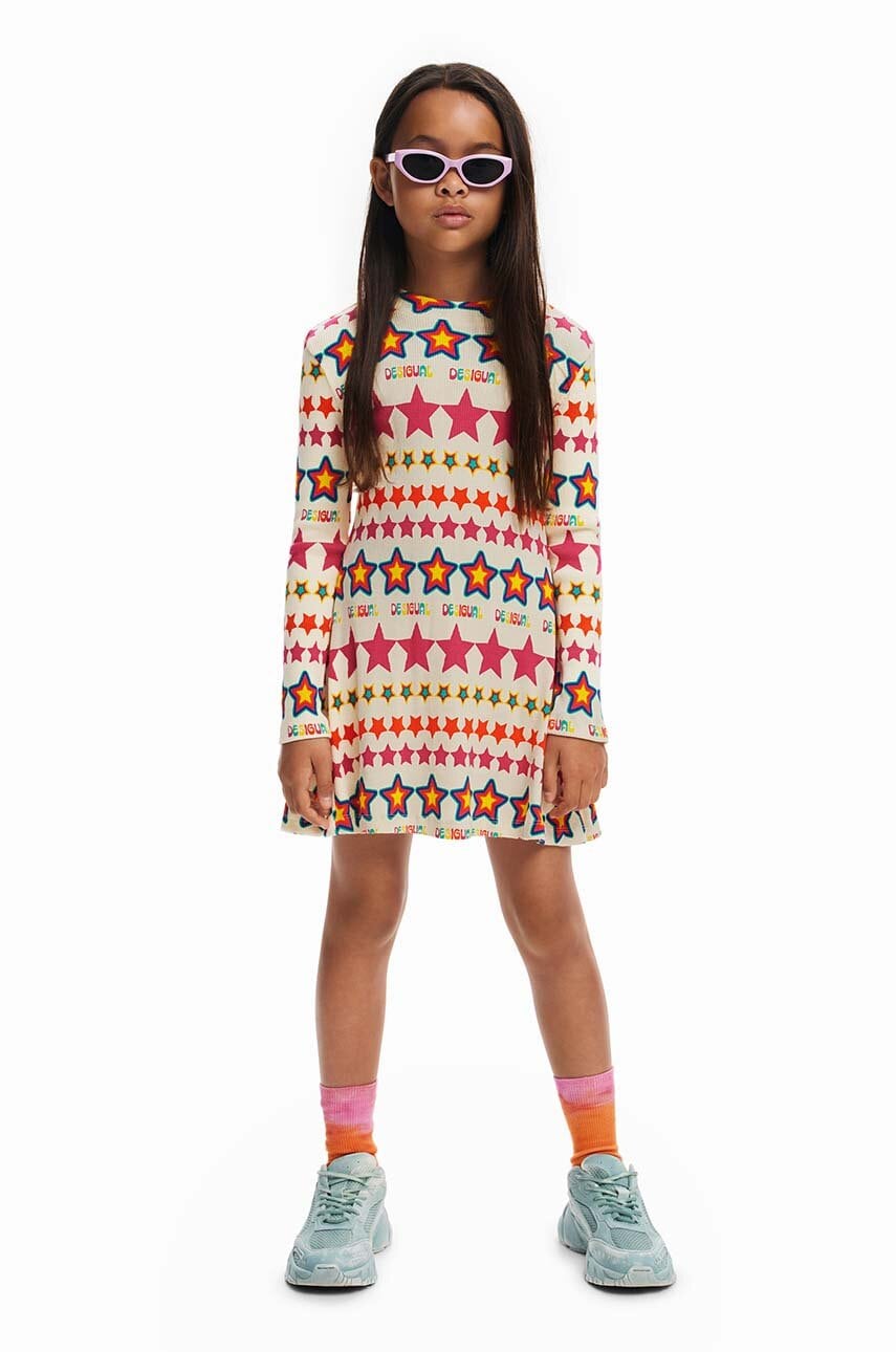Desigual rochie fete culoarea roz, mini, evazată, 24WGVK04