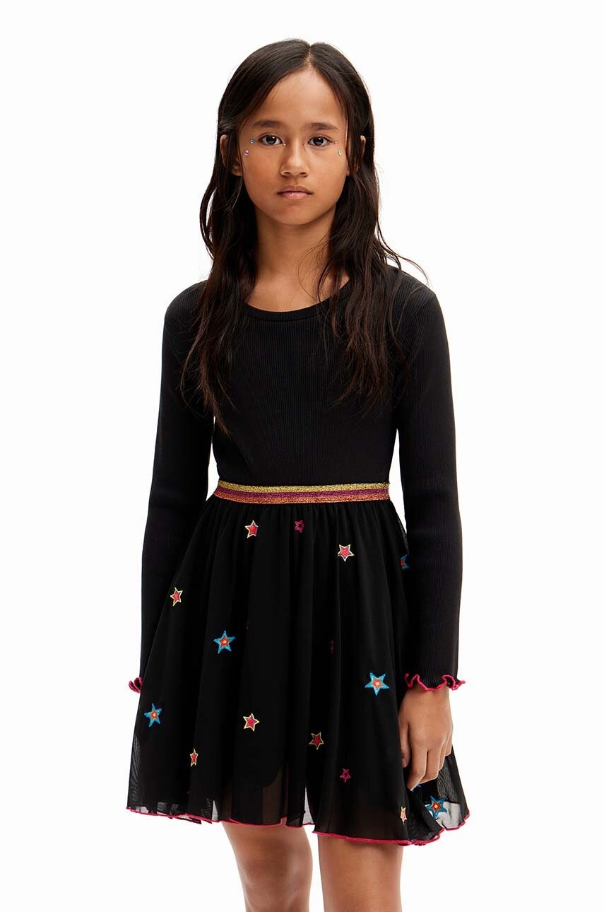 Desigual rochie fete culoarea negru, mini, evazati, 24WGVK02
