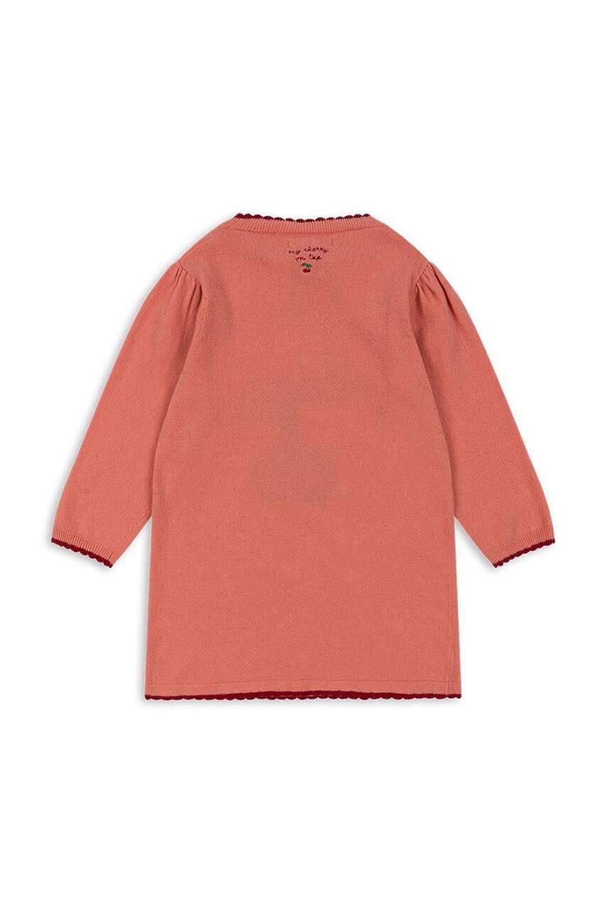 Детское платье с примесью шерсти Konges Sløjd ALEXA KNIT DRESS цвет розовый mini прямое KS101390
