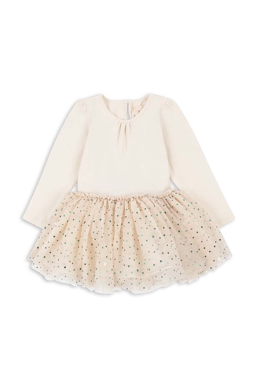 Konges Sløjd rochie fete FAIRY BALLERINA DRESS culoarea bej, mini, evazati, KS101511 Konges Sløjd rochie fete FAIRY BALLERINA DRESS culoarea bej, mini, evazati, KS101511
