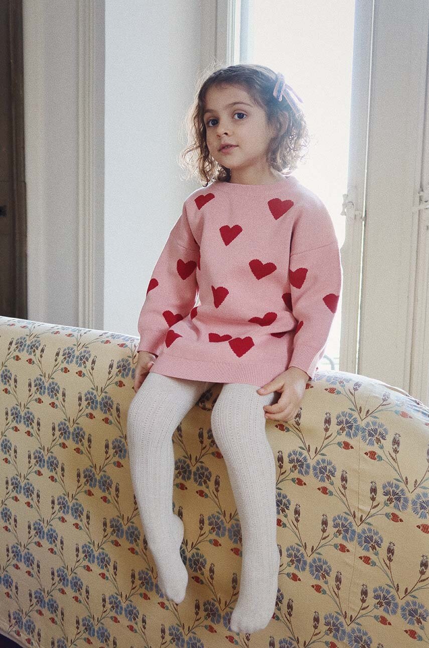 

Детска памучна рокля Konges Sløjd LAPIS KNIT DRESS в розово къса със стандартна кройка KS101553, Розов