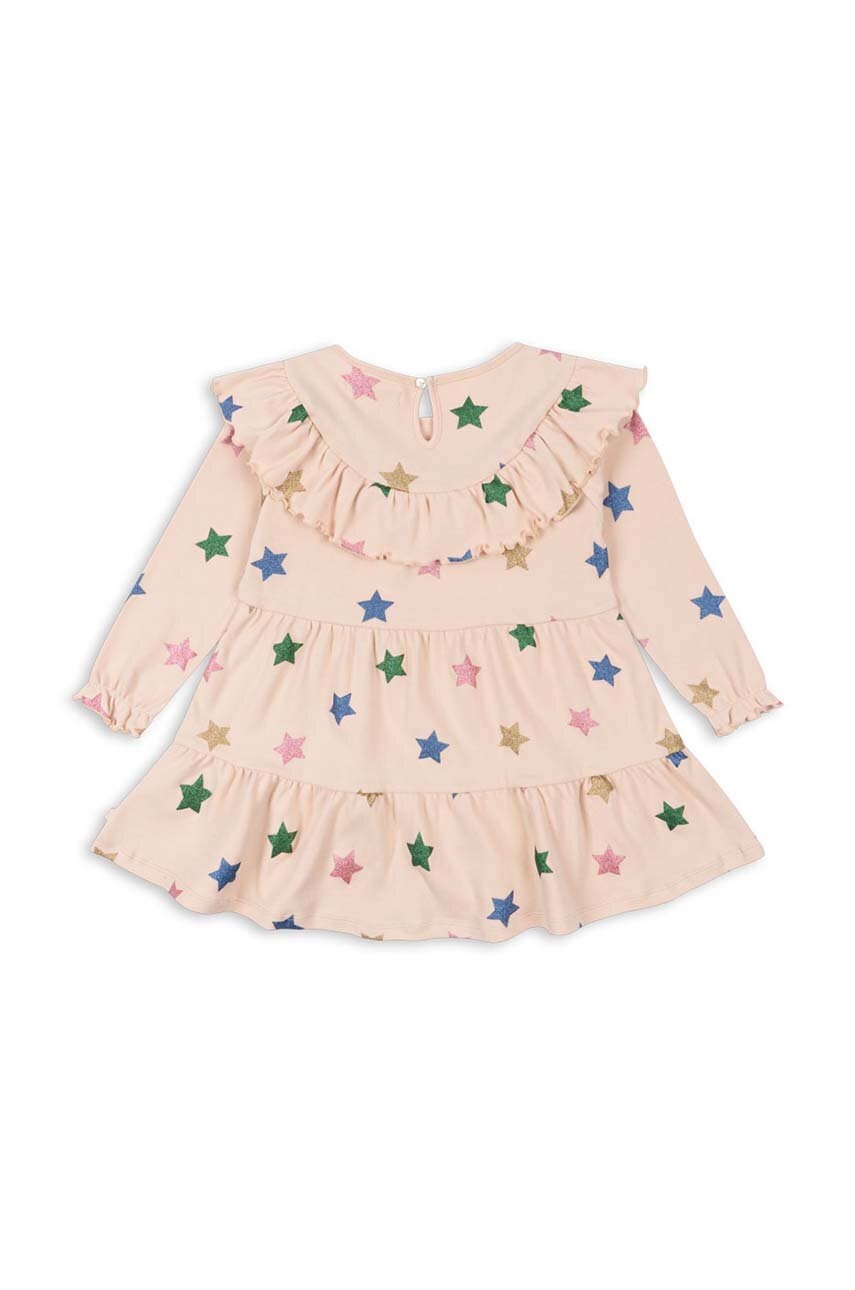 Хлопковое детское платье Konges Sløjd MALLI GLITTER DRESS GOTS цвет бежевый mini расклешённое KS101594 Хлопковое детское платье Konges Sløjd MALLI GLITTER DRESS GOTS цвет бежевый mini расклешённое KS101594