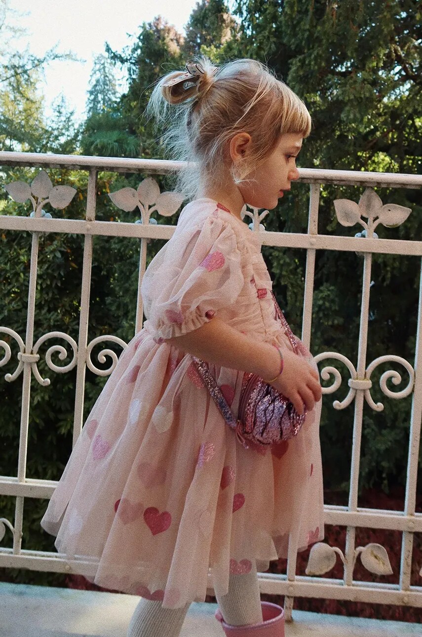 Konges Sløjd rochie TULLIE DRESS culoarea roz, mini, evazati, KS101717