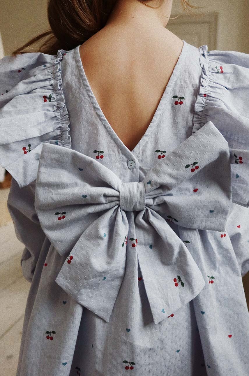 Konges Sløjd rochie din bumbac pentru copii EVIA LS BOW DRESS GOTS mini, evazati, KS101761