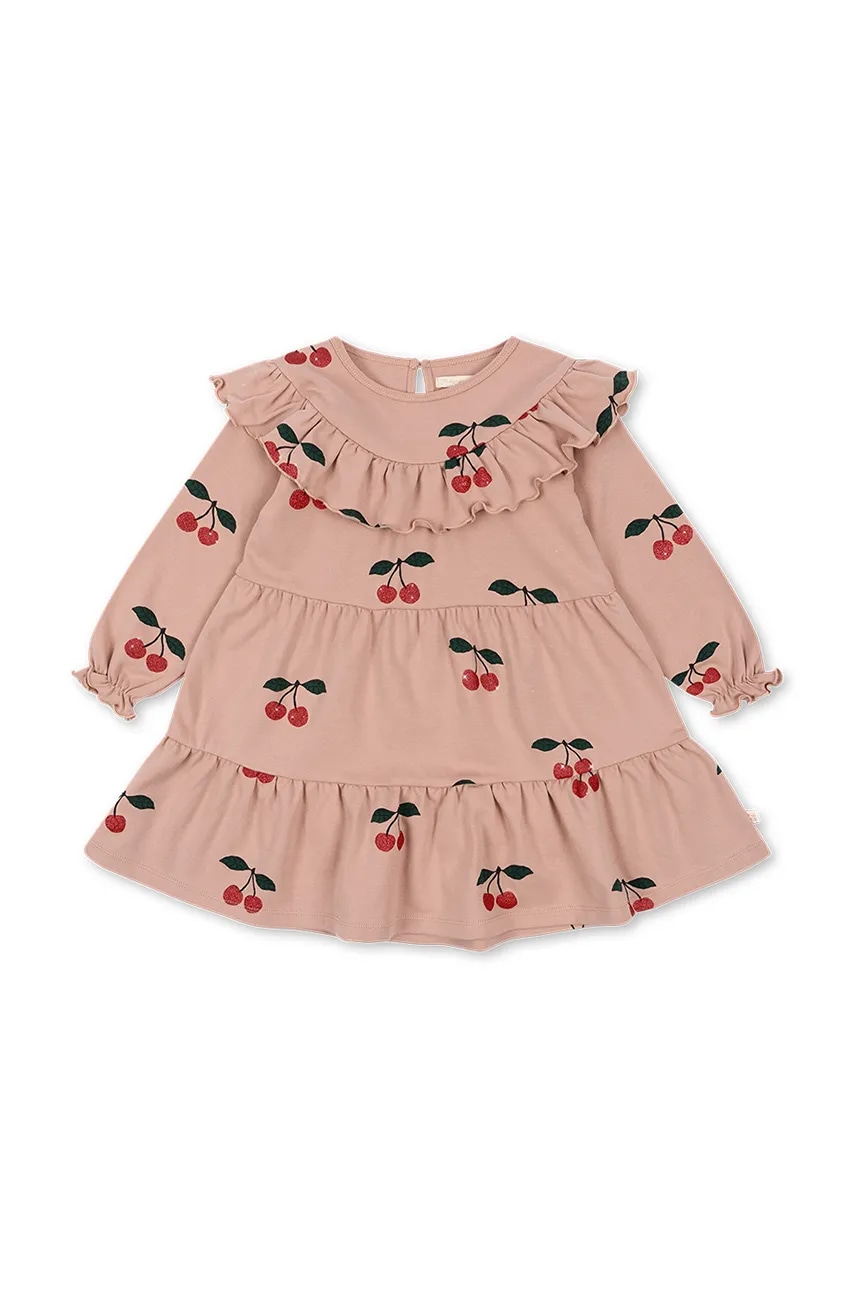 Konges Sløjd rochie din bumbac pentru copii MALLI GLITTER DRESS GOTS culoarea roz, mini, evazati, KS101792 Konges Sløjd rochie din bumbac pentru copii MALLI GLITTER DRESS GOTS culoarea roz, mini, evazati, KS101792