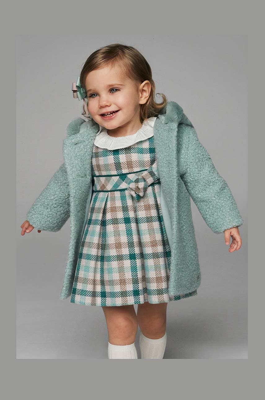 Mayoral rochie din amestec de lână pentru copii culoarea turcoaz, mini, evazati, 2903 Mayoral rochie din amestec de lână pentru copii culoarea turcoaz, mini, evazati, 2903