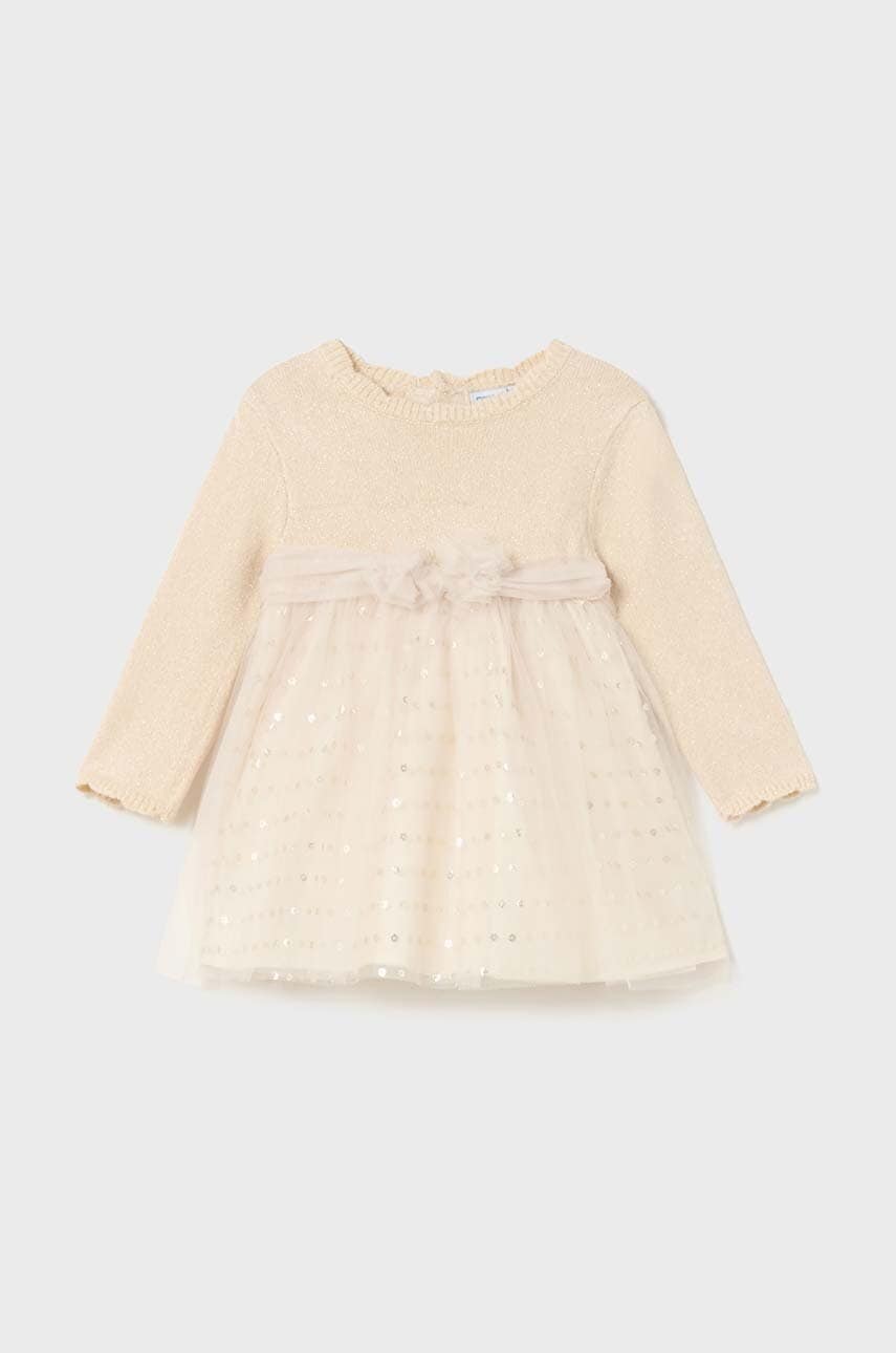 Платье для младенцев Mayoral цвет бежевый mini расклешённое 2909 Платье для младенцев Mayoral цвет бежевый mini расклешённое 2909