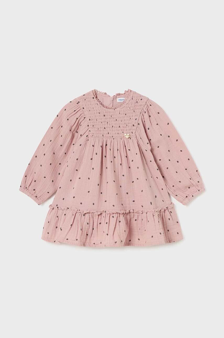 Mayoral rochie din bumbac pentru copii culoarea roz, mini, evazati, 2925