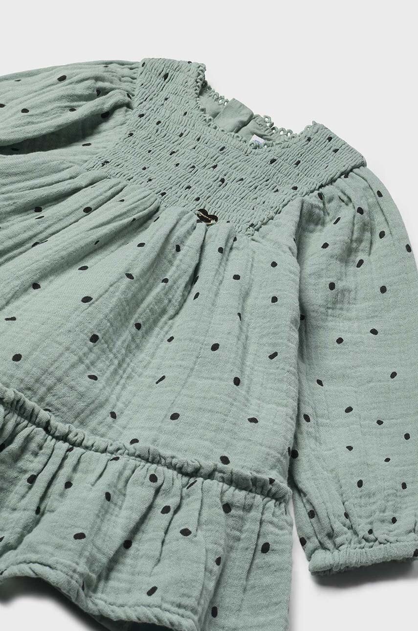 Хлопковое детское платье Mayoral цвет бирюзовый mini расклешённое 2925