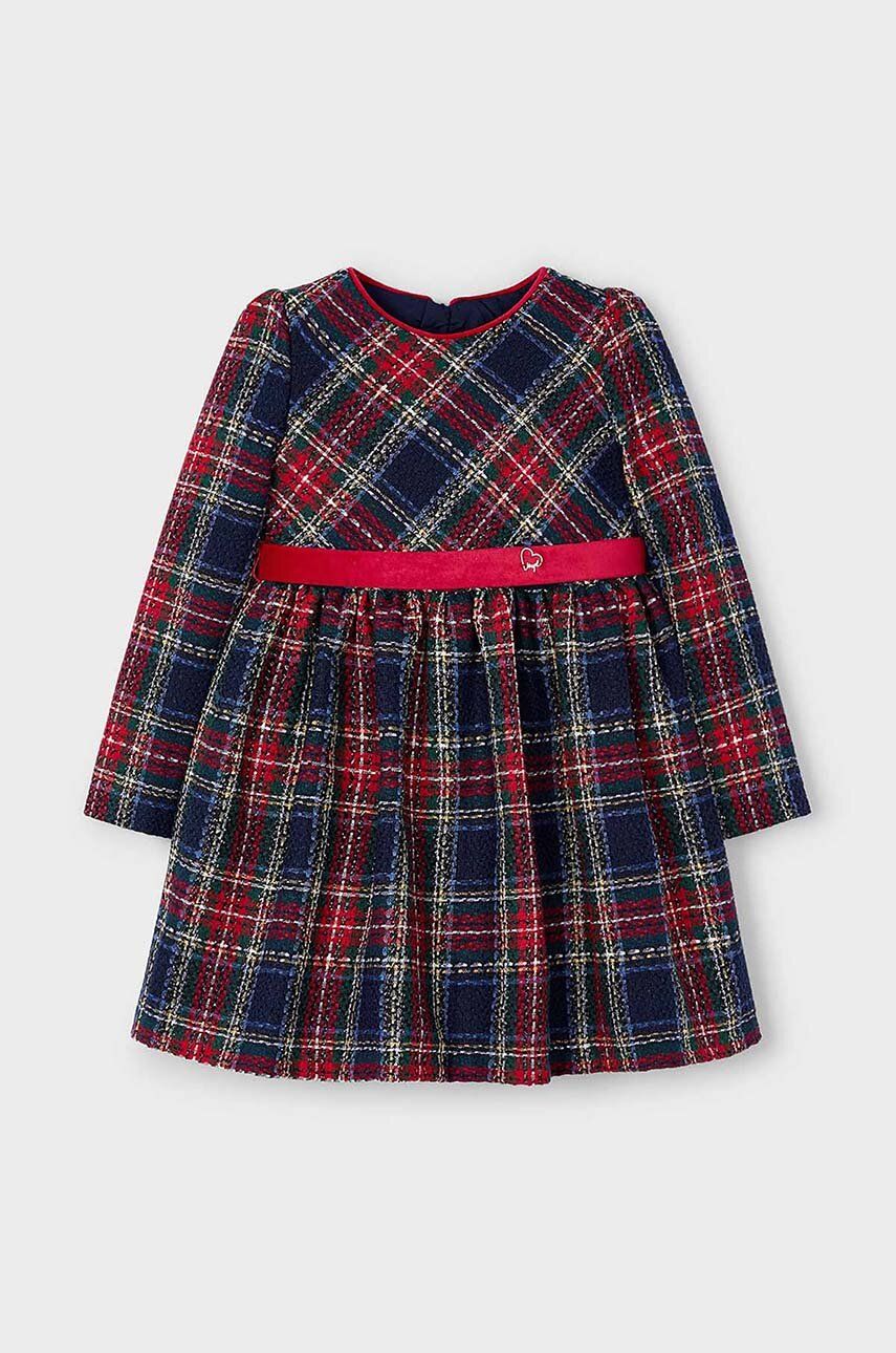 Mayoral rochie din amestec de lână pentru copii culoarea rosu, mini, evazati, 4911
